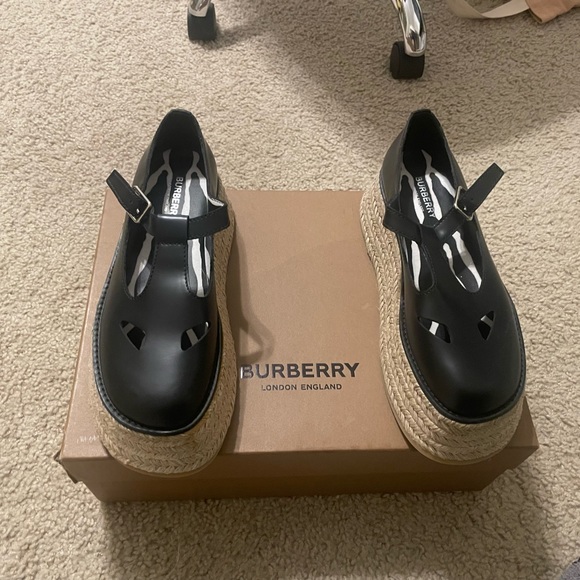 Burberry Baby Doll Aldwych Jute platform Mary Janes - Picture 6 of 8